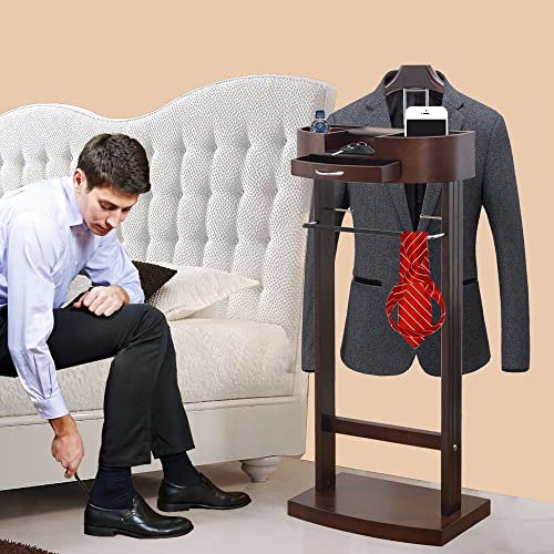 FQCXCKJ Garderobenständer, freistehender Herrendiener mit Schublade, Kleiderständer, bodenstehender Kleiderdiener für Mann/Frau, Büro, Wohnzimmer, Schlafzimmer
