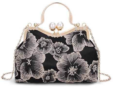 YYW Abend-Clutch-Tasche für Damen, florale Perlen, Brauttasche, Vintage-Handtaschen, Glitzer, modische Crossbody-Tasche für Jät-Partys