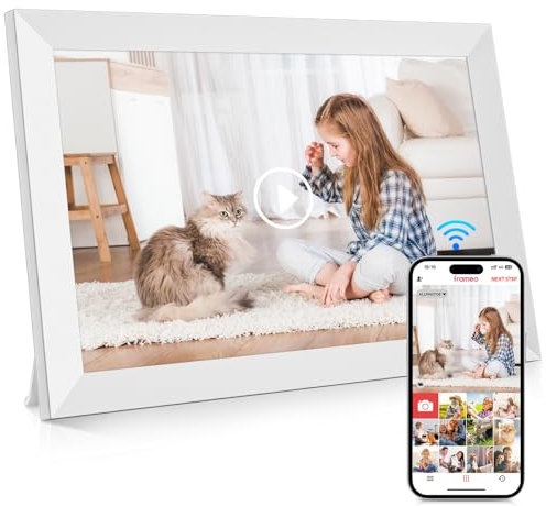 GGUA 10.1 Inch WiFi Digital Photo Frame Built in 64GB Memory, 1280x800 IPS LCD Touchscreen, Auto-Rotate and Audio, Quick and Easy Share Photos or Videos via the Frameo App, the Best Choice for Gifting