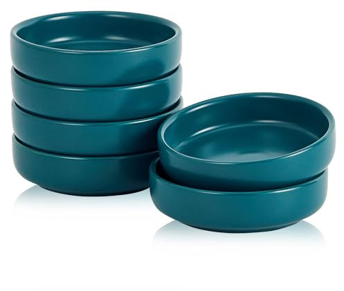 Swuut Set di 6 piatti in ceramica per salsa di soia, ciotole da 9 cm, piccole ciotole per antipasti, condimenti, sushi, ketchup, barbecue (verde)