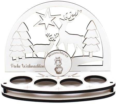 Dekolando Deko Schwibbogen Teelichthalter Kuhglocke Personalisiert Weihnachten Weihnachtsdekoration Adventskranz Lichterbogen Kerzenbogen Schmuckbogen Adventslicht