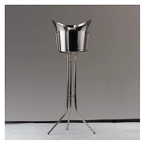 Seau À Boissons Seau à glace martelé avec support, grand seau à glace sur pied en acier inoxydable for bière, refroidisseur de vin, utilisation en extérieur ou en intérieur Pour La Bière, Les Boissons