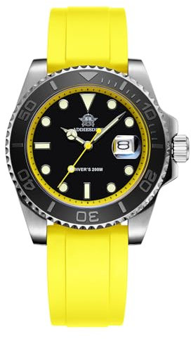 ADDIESDIVE Analoge Quarzuhr für Herren Taucheruhr BGW9 Leuchtend 200 m wasserdicht Mit Gummiband