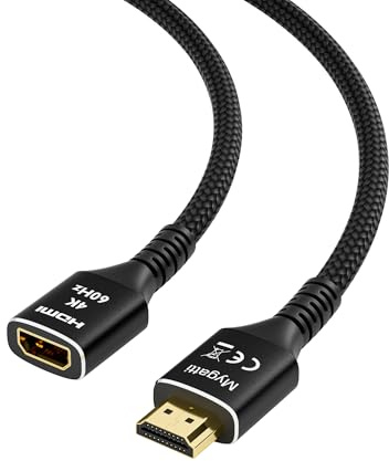 Mygatti HDMI 2.0 Verlängerungskabel(5 Meter),HDMI Stecker auf Buchse 4K@60Hz, HDMI Kabel, geflochtenes Nylon HDMI Extender,kompatibel mit TV Stick, HDTV, PS5, PS4,Xbox,Full HD, 3D, ARC,HDR-Schwarz