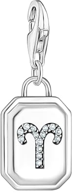 THOMAS SABO Charm-Anhänger Sternzeichen Widder mit Steinen Silber 925 Sterlingsilber, Geschwärzt