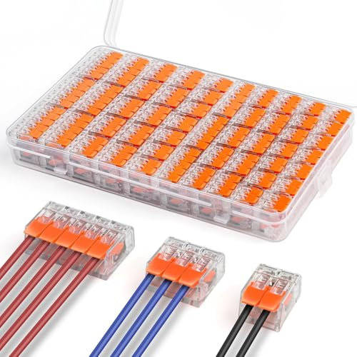 NEUTYPECHIC 75 Pezzi Connettori Elettrici Rapidi, Morsetti di Collegamento, Materiale ignifugo PC, Adatto Per Cavi Da 0,14-4,0 mm², 35 Pezzi Con 2 Porte, 25 Pezzi Con 3 Porte,15 Pezzi Con 2 Porte