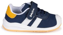 BABY FREE Chaussures de sport Barefoot en toile bleue | Élégance classique avec double bande blanche., bleu, 28 EU