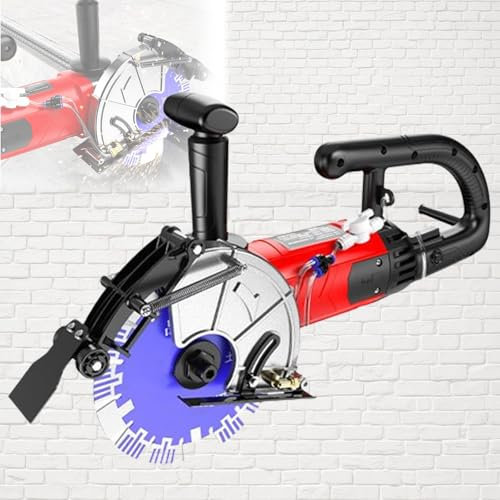 Electric Wall Chaser, 2800W High Power Concrete Cutting Tool, 8000r/min Speed with 2 Saw Blades & Water Pump for Precise Slotting in Marble, Granite, Stone, Ceramics