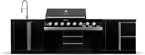 GORILLER® BLACKBACK M4 Outdoor-Küche, XXL-Gasgrill mit Waschbecken, Extra-Arbeitsfläche und Stauraum, Edelstahl, Schwarz