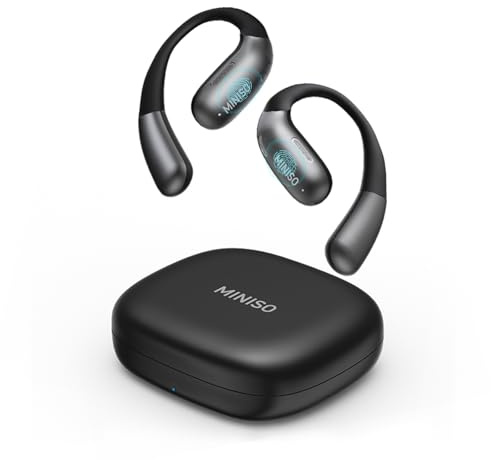MINISO X28 KI Kopfhörer Übersetzer, Sprachübersetzer Kopfhörer 135 Sprachen & Akzent-Übersetzung Ohrhörer mit App, 58H Wireless Bluetooth 5.4 Open Ear Kopfhörer für iOS & Android, Schwarz