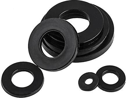 NVUQCKWZ Guarnizione Piatta Isolante in plastica Nera Scelta di Dimensioni Multiple Rondella a Testa Piatta Guarnizione Non filettata per Fissaggio a Vite Rondella Liscia