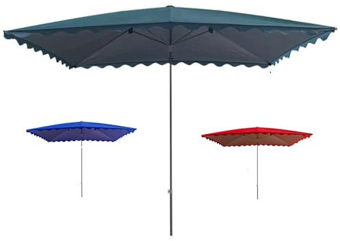 Ombrellone rettangolare da giardino, 3 x 2,5 m, pieghevole, in poliestere, con 6 stecche, protezione da sole e pioggia, per patio, esterni, spiaggia, colore verde, elegante soluzione ombreggiante per