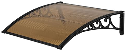 Marquise de Porte extérieur 120x80 cm, auvent d’entrée Polycarbonate, Protection Pluie UV Soleil, abri Porte terrasse Balcon Patio, Design Robuste Durable élégant (Marron)