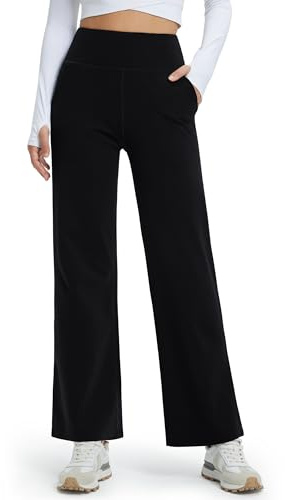 Libin Damen Thermohose Winter Yogahose Weite Freizeithose | Fleece Gefütterte Hohe Taille Jogginghose mit Taschen Warme Straighthose Sporthose Trainingshose Sweathose Laufhose