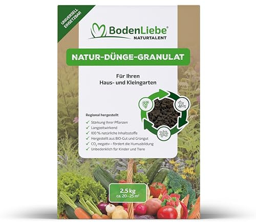 BodenLiebe NATURTALENT Natur-Dünger Granulat 2,5 kg Naturdünger | natürlicher Dünger für Gemüse, Blumen & Kräuter, Langzeitwirkung, torffrei, ideal für Garten, Balkon & Beete