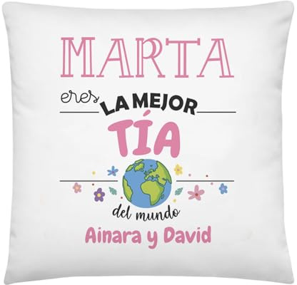 Kembilove Regalo Personalizado Tía | Cojín con Nombre y Mensaje de Sobrinos | Regalo Original TITA | Detalle Emotivo Cumpleaños Navidad Amigo Invisible | Almohada Personalizable 40x40 cm