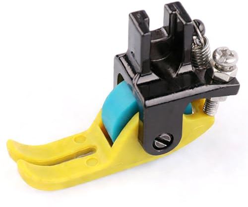 ApexPine Roller Sewing Presser Foot, Adjustable Steel Narrow Wheel Foot with Edge Guide, Industrial Sewing Machine Part for Leather, Denim & Multi-Layer Fabric Sewing
