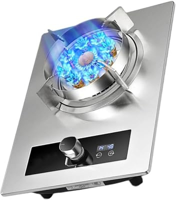 Fornello a gas da campeggio, in acciaio inox, con timer indipendente e protezione anti-fiamma, bruciatore singolo ad alta fiamma, per casa, cucina, ristorazione