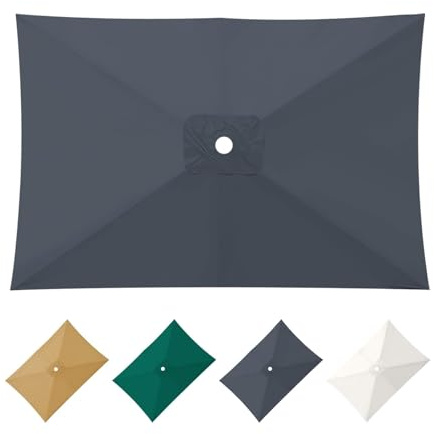THEGA Telo di Ricambio per Ombrellone da 3,0 X 2,0 M/10 X 6,5 Piedi, Telo di Ricambio Rettangolare per Ombrellone A 6 Stecche, Telo di Ricambio per Ombrellone da Giardino E Patio(Grey)