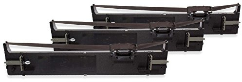vhbw 3x Farbband Schriftband kompatibel mit Epson LQ-690K Nadeldrucker | Bondrucker - Schwarz