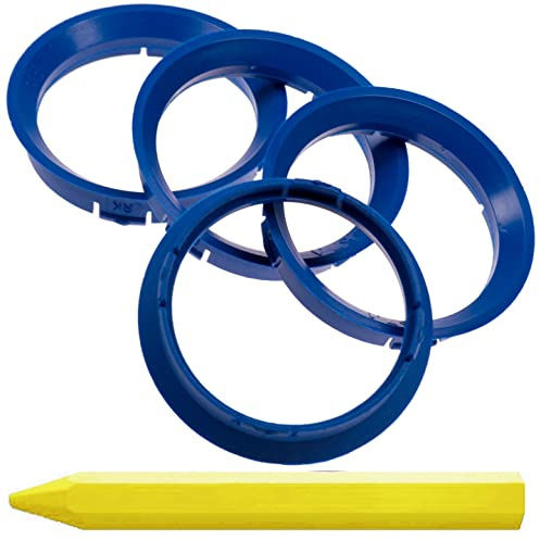 4X Zentrierringe Blau 63,3 mm x 57,1 mm + 1x Reifen Kreide Fett Stift