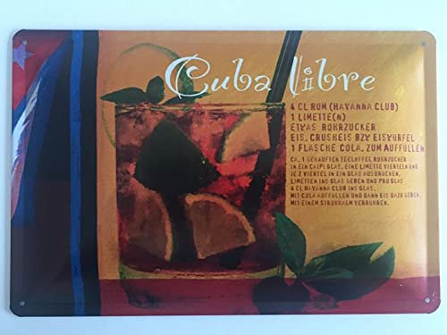 Blechschild 20x30cm gewölbt Cuba Libre Bar Kuba Havana Deko Geschenk Schild