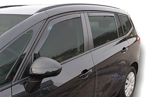 J&J AUTOMOTIVE Windabweiser passend für Opel Zafira C 5-Türer 2011-2019 4tlg, Heko Regenabweiser Vorne Hinten Getönt Dunkel Passform