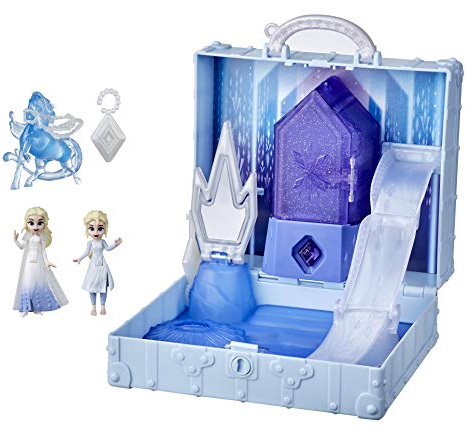 Disney Die Eiskönigin 2 Pop-Up Abenteuer Ahtohallan Abenteuer Spielset mit Griff, inklusive 2 ELSA Puppen, Spielzeug für Kinder