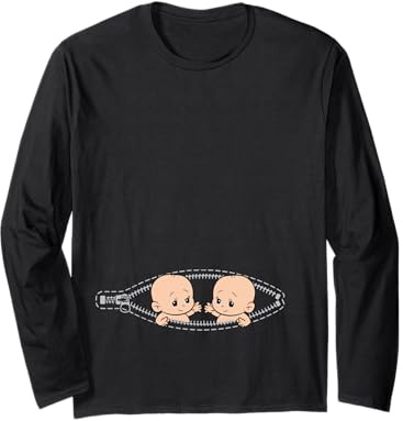 Divertente mamma di gravidanza gemelli annuncio gemelli Maglia a Manica