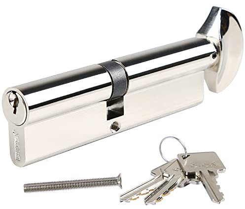DIDA® 100mm Thumb Turn Euro Cylinder Lock 55T/45 UPVC Barrel Lock with 3 Keys Anti-Pick Anti-Bump Anti-Drill Door Barrel Lock with Key Euro Single Cylinder Lock Barrels High Security BS EN 1303:2005
