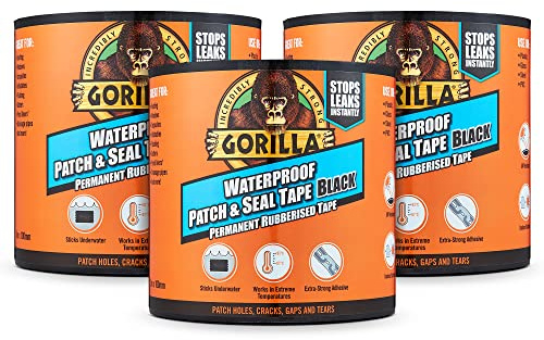 Gorilla Waterproof Patch & Seal Tape Black 3m (3 Pack)