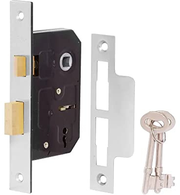 Golden Grace Bolt Through Polished Chrome Nickel Plated 64mm 2.5 3 Lever Sash Lock Mortise Internal Lock with 2 Keys