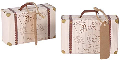 Mini Koffer Pralinenschachtel, Mini Koffer Gastgeschenke Hochzeitsbox, 50 Stück/Set neuartiger Mini Koffer Elegante tragbare Karton Süßigkeits Geschenkbox für Hochzeit, Party, Geburtstag, Jahrestag