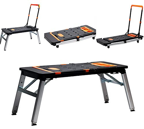 Multifunktions Werkbank Klappbar Arbeitstisch 7in1 Höhe Einstellbar Rollbrett Transportwagen Werktisch Handkarren