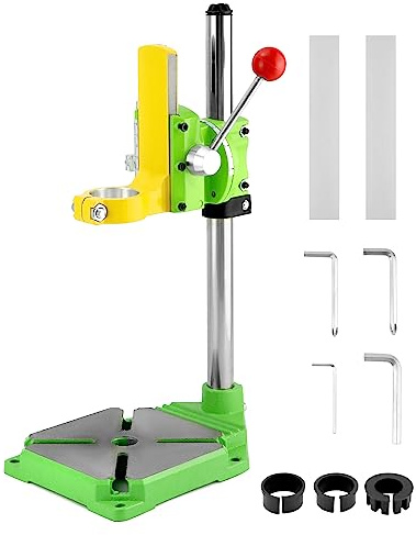 QWORK Floor Drill Press Stand for Hand Drill - Heavy Duty 90 Degree Clamp Workbench Repair Tool, Universal Bench Clamp Holder for Press Table