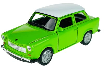 Welly Trabant Trabbi 601 Limousine Grün mit Weißem Dach Ca 1/34-1/39 Metal Modell Auto Die Cast Neu im Kasten