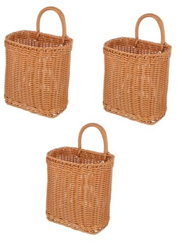 COLLBATH 3stücke Küchen Aufbewahrungskorb Aus Kunststoff Wandhängender Korb Für Knoblauch Gemüse Handgefertigter Organizer Für Küche Und Bad Rustikale Aufbewahrungslösung Großes