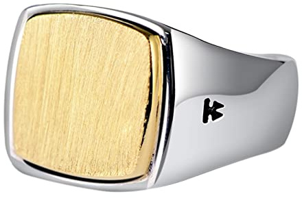 Beydodo Ring Herren Silber 925 Vergoldet, Männer Ringe Matt Breit 10MM Siegelring Partnerring Silber Gold Ring Personalisiert Gr.56-67