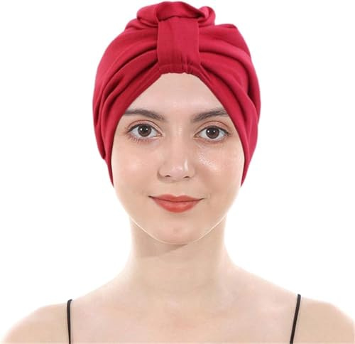 ESTEVANJ MUR Turbane für Frauen/Kopftuch für Frauen Weiche Turban-Kopftuch-Kopfbedeckung Plissee-Beanie-Mütze Haarausfall-Hut (3, Einheitsgröße)