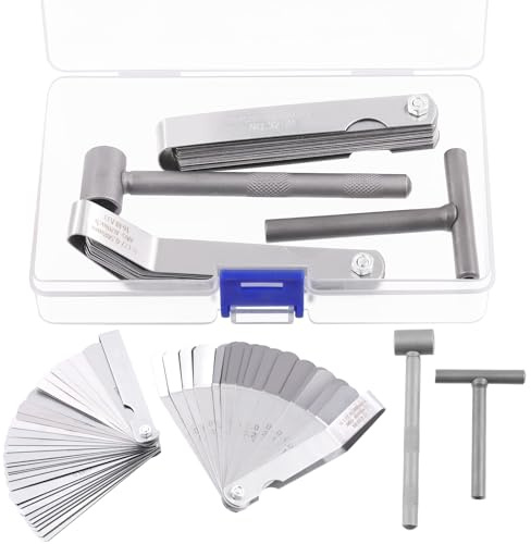 Mardatt Kit di 4 strumenti di regolazione della valvola del motore per moto, include spessimetri dritti e piegati a foro esagonale quadrato e chiave a T, chiave per riparazione viti valvola motore e