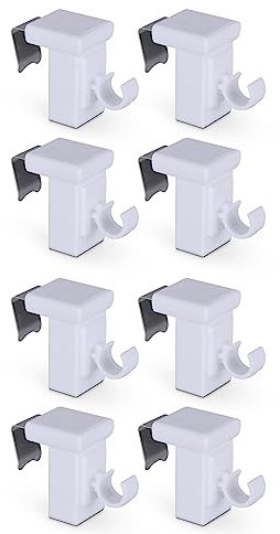 Bestlivings Morsetti a morsetto bianco, confezione da 8 pezzi, per aste da caffè, diametro 10 mm, telaio da 10 – 27 mm, ganci decorativi universali per finestre