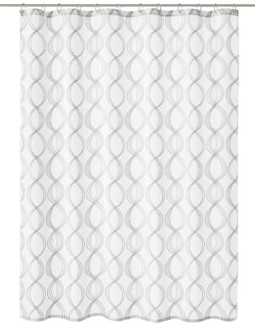 Kleine Wolke Duschvorhang Textil Classy Weiß 120 x 200 cm | OEKO-TEX zertifiziert, wasserabweisend, verstärkte Ösen, mit Beschwerungsband, weiches Textilgewebe, maschinenwaschbar