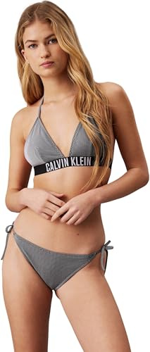 Calvin Klein Braguita de Bikini para anudar en los Laterales Mujer String Side Tie canalé, Negro (Pvh Black), M