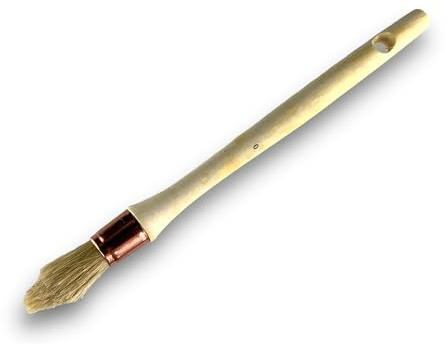 Kibros Lot 10 pinceaux de Pouce rechampir Soie Blanche Ø 18 mm | Brosse ronde en soie blanche idéale pour peinture rénovation volets moulures plinthes et angles.