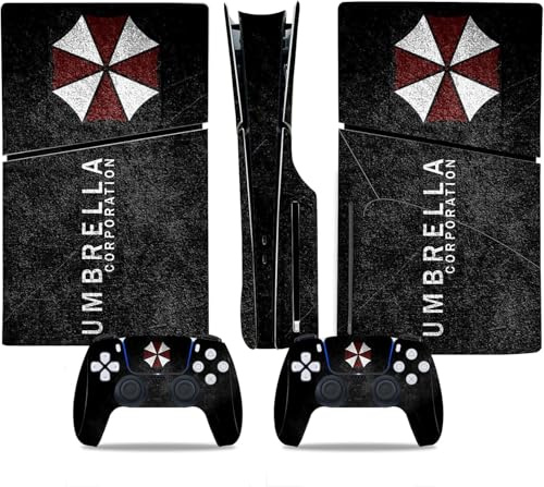 Kit de vinilos Extra Resistentes MaD Vision® para PlayStation 5 (PS5) Disc Slim y Digital Slim| Set de vinilos Mate para Consola + 2 mandos - Resident Evil Umbrella