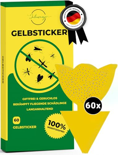 60x Gelbsticker Trauermücken | Premium Gelbtafeln mit Befestigung - Tulpenform | Effektive Klebefalle Gelb als Trauermücken Fruchtfliegen-Falle Fliegenfalle zum Bekämpfen für Zimmerpflanzen