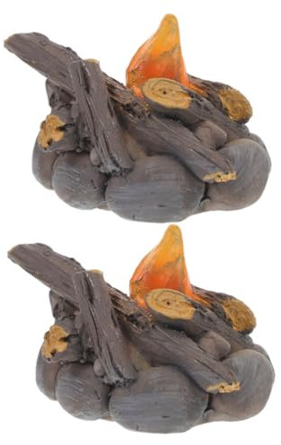 GARVALON 2stücke Miniatur Lagerfeuermodell Aus Harz Campfire Dekorationsornamente Für Mikrolandschaften Puppenhäuser Und Garten Für Kreative Bastelprojekte