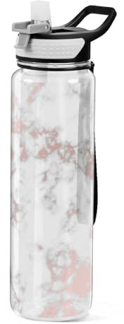 Mnsruu Transparente Sport-Wasserflasche mit Strohhalm, auslaufsichere Trinkflasche, Mdk0nze0mta0ykpqruvqvmhrcmnf, Fahrradflaschen für Sport, Büro, Schule, BPA-freier Tritan-Kunststoff, 1 Liter