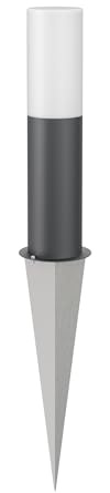 ledscom.de Wegelicht/Pollerleuchte GROPO mit Erdspieß für außen mit Premium Echtglashaube – UV-beständig, kein Vergilben, IP44, 41 cm, anthrazit, 1x E27 471lm, extra-warmweiß