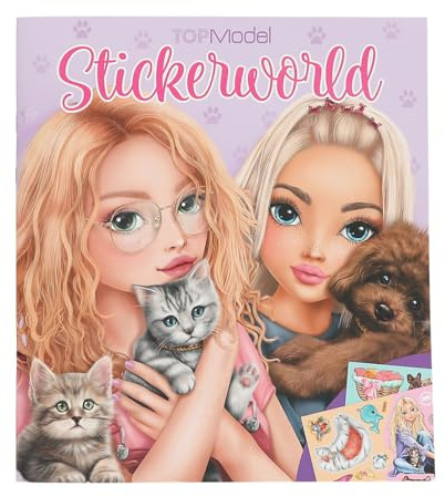 Depesche TOPModel Kitty and Doggy - Stickerbuch mit 20 detaillierten Hintergrundseiten zu Haustieren, inkl. 3 Doppelseiten Aufkleber